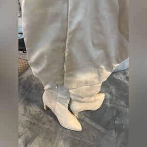 Thigh High Faux Suede Nude Boots